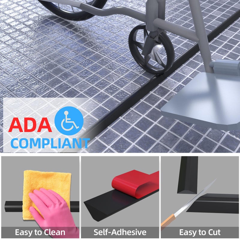 Duzzy 118 Inch Collapsible Shower Water Dam, Shower Threshold Water Stopper Barrier and Retention System and Keeps Water Inside Threshold Dry and Wet Separation, Suitable for Bathroom & Kitchen - Image 3